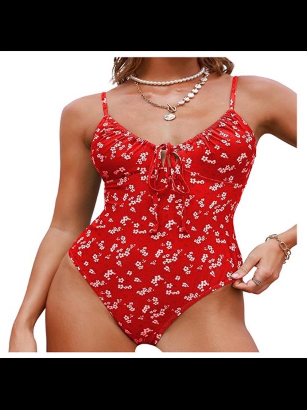 NWOT Red Floral Tie-Front Kids One-Piece Bodysuit